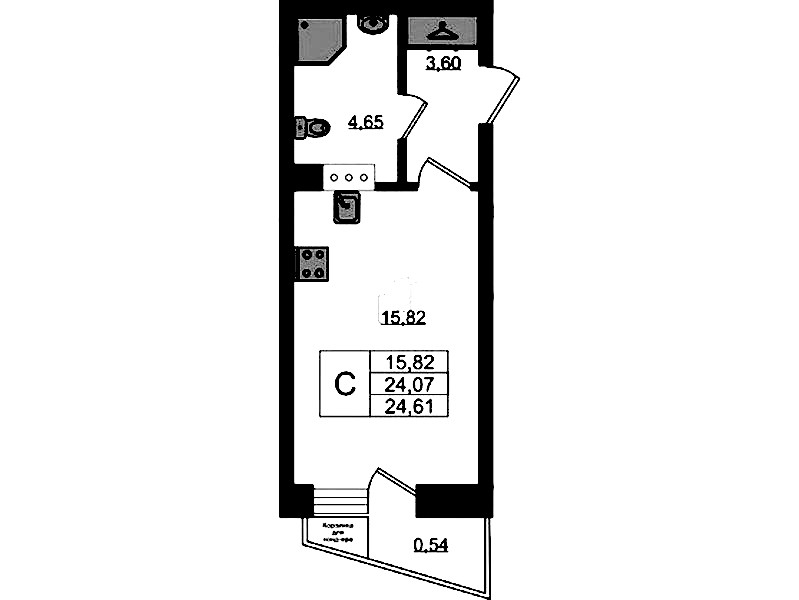 Квартира студия 24.61 м², 7/11 эт., ЖК «VEREN NORT Сертолово»